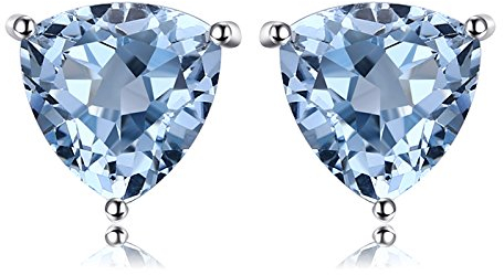 JewelryPalace Triangelschliff 1.9ct Natur Himmel Blau Topaz Birthstone Ohrstecker Silber 925 Damen, Schmuck Set, Ohrringe Silber Edelstein Mädchen, Ohrstecker Silber Klein mit Stein Frauen Geschenk
