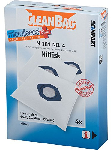 CleanBag Lot de 4 sacs d'aspirateur M 181 NIL - Pour GA70, GS/GM80, GS/GM90