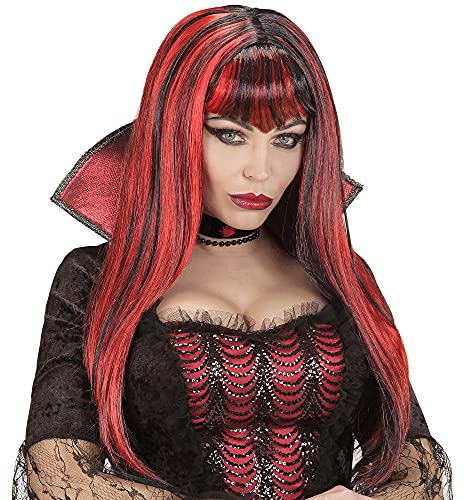 W WIDMANN MILANO Party Fashion 02073 - Perücke Vampirin, rot-schwarz, Kunsthaar, Langhaarperücke, Gothic, Halloween, Fasching