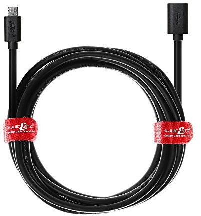 JuicEBitz 3m 22AWG Micro USB Female Extension to Male Micro B 2.0 High Speed Extension Data Charger Cable Lead (Black)