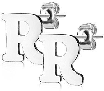 Bungsa BUCHSTABE R Ohrstecker Silber - BUCHSTABEN R Ohrring in Silber - Alphabet Ohrringe zum Stecken - aus Edelstahl - Ohrschmuck für Damen, Kinder & Herren