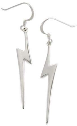 925 Sterling Silver Thunderstorm Lightning Bolt Strike Dangle Drop Earrings