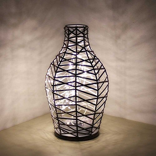 albena shop 71-6361 Frasco Windlicht Flaschenform (Gr.M mit LED Lichterkette) Drahtgeflecht stehend mit Schatteneffekt, Dekorative Laterne für Meinen Lieblingsplatz Garten, Balkon, Terrasse