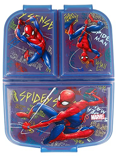 Spiderman (Marvel) | Sandwichera Con 3 Compartimentos Para Niños - Lonchera Infantil - Porta Merienda - Fiambrera Decorada