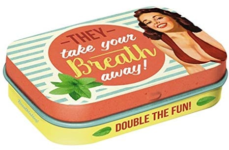 Nostalgic-Art Take my breath away, Pillendose aus Metall mit 15 g Pfefferminz-Dragees