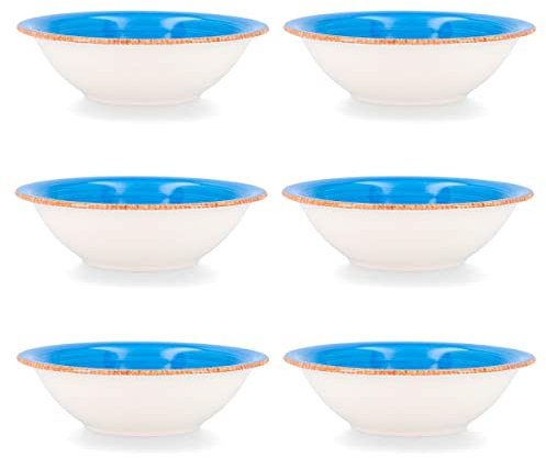 Quid Set 6 Cuencos para Sopa de cerámica gres | Platos hondos Azules 18 cm, Estandar