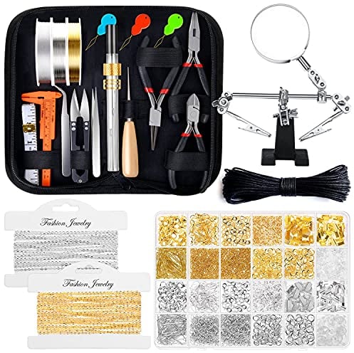 Jewelry Making Kits for Adults, Shynek Jewelry Making Supplies Kit with Tools, Earring Charms, Jewelry Wires, Jewelry Findings and Helping Hands for Jewelry Making and Repair,Black