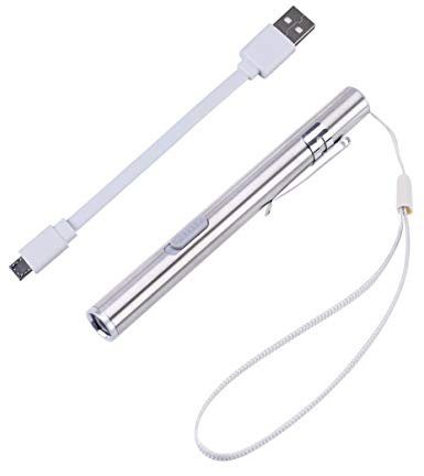 OSALADI USB-Stift Licht LED Taschenlampe Stift Lichter für Krankenschwestern Edelstahl Medizinische Taschenlampe Wiederaufladbare Mini-Taschenlampe für Medizinstudenten Arzt
