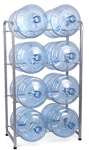DUNN Water Cooler Dispenser 5 Gallon Water Cooler Jug Rack 8 Bottles 4-Tier Floor Standing Water Jug Holder Save Space for Home, Office
