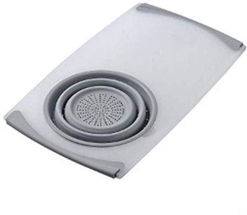 Tabla de Cortar sobre el Fregadero Ruiting Suministros de Cocina Colador de Frutas Tabla de Cortar 2 en 1 con Fregadero retráctil 50x28.5cm