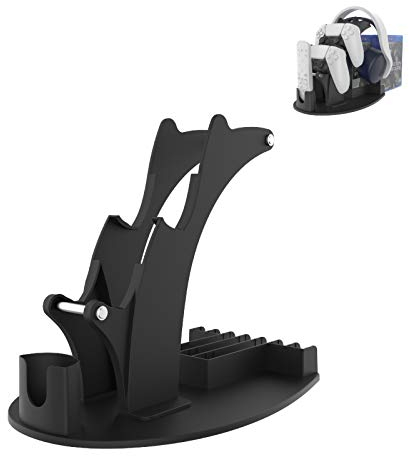 Game Controller Halter/Headset Ständer,Spiel Lagerung Rack Universal Gamepad Halter mit 6 Disc Slots Storage Turm für PS5/ PS4/ Xbox/NS Spiel Controller Kopfhörer