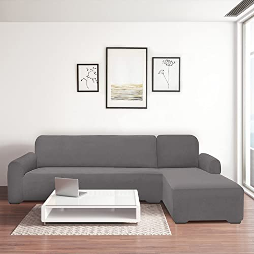 Polyester 3+2 Sitz Ecke Sofa Abdeckung L Form Slipcover, Sofabezug L Form gesteppter Sofabezug Sofaschutz ecksofa wasserdichte sofahusse ecksofa Chaiselongue, 3-Seat 190-230cm, 2-Seat 145-185cm