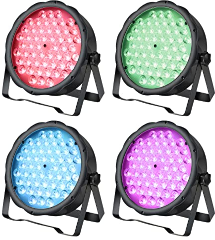 BETOPPER DJ lumière soiree 90W jeu de lumiere fête éclairage scène 54 * 1.5W LED Par DMX RGB 3 en 1 son effet dj spot projecteur disco stroboscopique pour bar fête mariage 4 pièces LPC008S