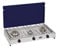 Hornillo de mesa Parker, Quemadores de Gas GLP (bombones), 3 fuegos con plataforma de acero inoxidable, tapa azul, marco gris, 5523 GB