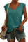 ASKSA Women V Neck Cap Sleeve T-Shirt Summer Solid Color Tank Top Casual Loose Shirts Basic Tee Tops (Lake Blue,L)