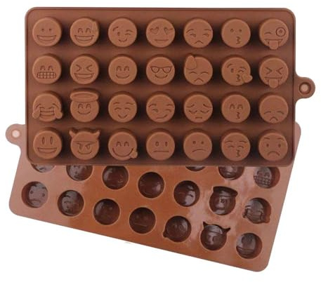 Selecto Bake Funny Face 28 Silicone Moulds for Cupcake, Brownie Topper, Soft & Hard Candies, Gummies, Bombs, Jello, Ice Cubes Tray - Best for Party Gifts (2 Pack)