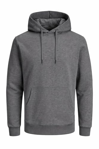 JACK & JONES Male Plain Hoodie, Medium Grey Melange, 3XL