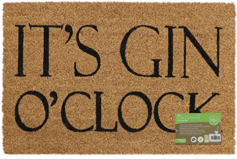 JVL Eco-Friendly Latex Backed Coir Door Mat, Gin O'Clock