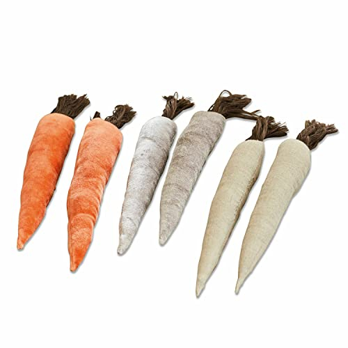 Loberon Deko-Karotte 6er Set Violetal, aus weichem Plüsch, Tischdekoration, Ostern, Osterdeko, Osterrtafel, Baumwolle, Leinen, Polyester, orange/beige