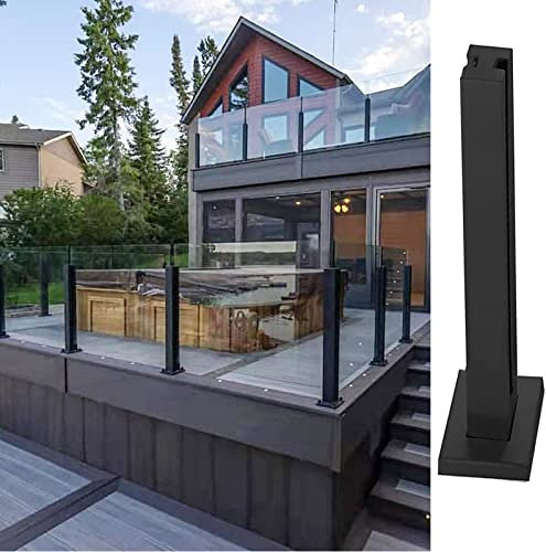 Poteau Garde Corps Verre Pince Supports De Balustrade en Verre pour Verre De 10 À 12 Mm, Système De Poteau D'escalier en Verre Noir pour Patio/Centre Commercial/Piscine, Colonne De Garde-Corps