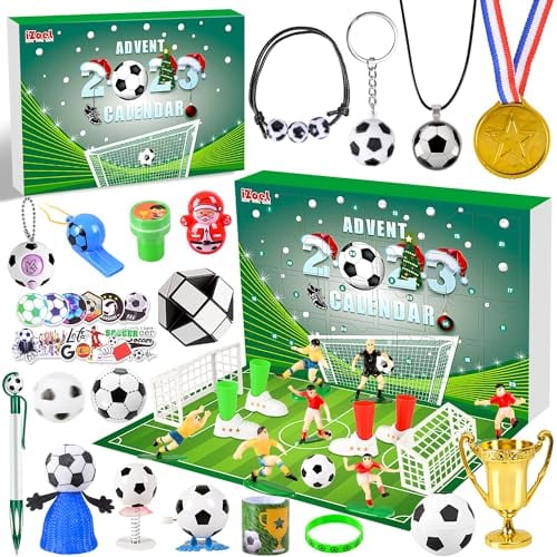 iZoeL 2024 WM Fußball Adventskalender mit 24 WM Thema Spielzug WM Adventskalender 24 Tage voller Überraschungen Fußballspaß Adventskalender für Kinder Familie
