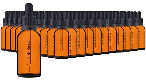 HandsUnity 30ml-110pz Bottiglia Pipetta Piccola Bottiglia di Vetro - set di Vasetti da Farmacia in Vetro Ambrato con Tappo Nero per Pipetta include 5pcs Accessori Bottiglie di Vetro Marrone