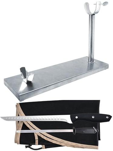 Nerthus FIH 1207 set jamonero acero inoxidable cabezal fijo cuchillo jamonero afilador y funda para cortar jamón