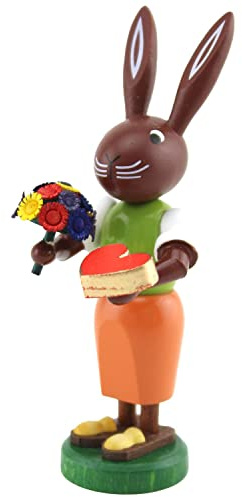 Thomas Preißler | Osterhasenfigur Osterhase Osterhäsin Hase | Höhe 10 cm | erzgebirgische Volkskunst | Osterfigur Osterdeko aus Holz | Hase verliebt