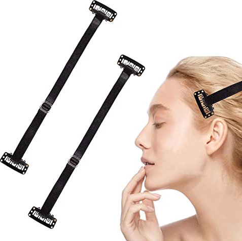 Facelifting Tape Bänder, Face Lifting Band, Facelifting Bänder mit Clips, Facelifting Unsichtbare Haarbänder für Kinn, Nacken und Augen, wiederverwendbares Facelift-Band, Schwarz, 2 Stück