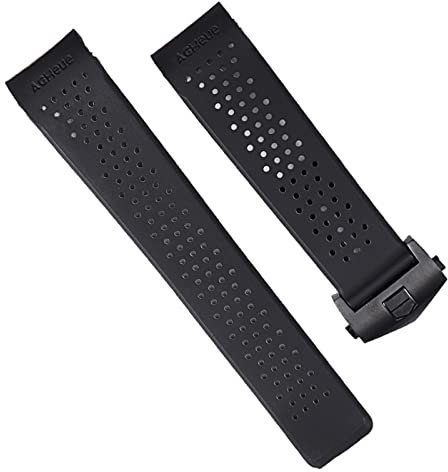 EKSIL Klassische 22 24mm Gummi Watchproof Schwarz Armband Für TAG Heuer CARRERA Männer Silikon Handgelenk Band Deplyment Schließe Logo Auf, 22 mm, Achat