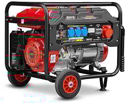 Groupe électrogène max 6000W avec roues et prise triphasée - Brick
