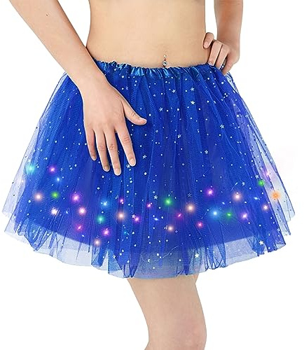 Kefiyis Tüllrock Damen LED Tütü Erwachsene Teenager Tutu Party Ballett Tanzen Fancy Dress Halloween Kostüm