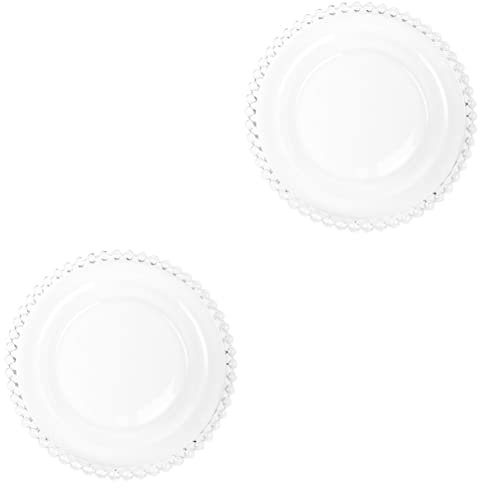 OQHAIR 3 Platos con Borde de Perla, Bandeja Decorativa Redonda, recipientes de Cristal para Aperitivos, Platos de Postre de Cristal, Platos de Aperitivos, Platos de Fruta, Platos de Pan,