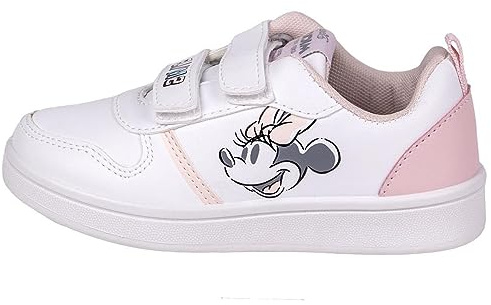 Minnie Mouse Sneakers - Weiß und Rosa - Größe 30 - Turnschuhe mit 2 Klettverschlüssen - Sportschuhe für Kinder aus Polyester mit PVC-Sohle - Original Produkt in Spanien Designed