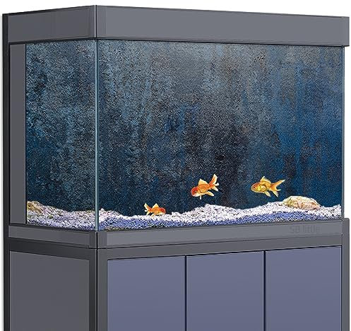 SB little Aquarium Background Sticker Decoration for 5-55 Gallon Fish Tanks, Old Concrete Texture Blue Paint HD 3D Reptile Habitat Poster (19.6x29.5in (50x75cm))