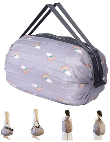 GIMIRO Multifunktionale Faltbare Tasche Reise Duffel Rucksack Handtasche Schultertasche Große Kapazität Einkaufstaschen Sport Fitness Taschen (Grayish Purple Rainbow)