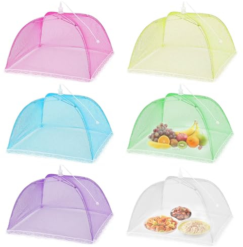 Lovesmile Cloche Alimentaire Pliable, 6 Pièces Cloches Alimentaires, Cloche à Fruits Anti Moucherons, Cloche a Fruits, Protege Fruits Contre Moucherons Convient aux Viandes Plats Fruits