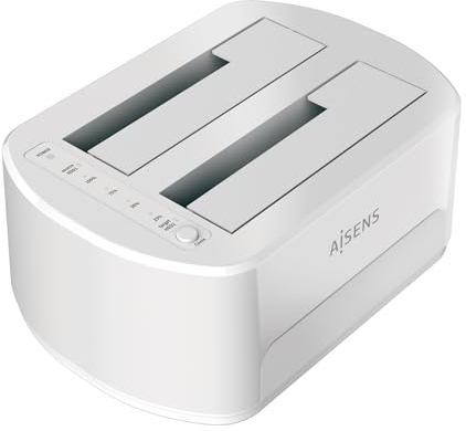 AISENS - ASDS-D02W - Station d'accueil Double Baie Asds-D02W SATA 2.5/3.5 A USB 3.0/3.1 Gen1, Clone, Blanc