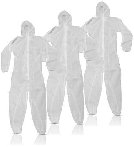 STAHLWERK 3er Set Maleranzug | Schutzanzug | PP-Overall | Einweg-Anzug XL mit Kapuze und Reißverschluss für Maler-, Lackier- und Renovierungsarbeiten
