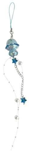 Quallen-Handy-Charm-Schlüsselanhänger, Kristall, Stern, Perlen, Handykette, Neuheit, Quasten, Handy-Schlüsselband für Frauen und Mädchen, bl, One size