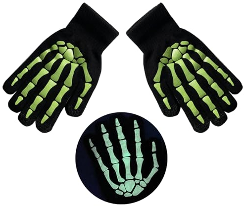 Kobeleen Halloween-Skelett-Krallen-Handschuhe, leuchten im Dunkeln, gruselige Kostüm-Handschuhe, Party-Handschuhe, Halloween-Requisiten, leuchtende Handwärmer
