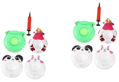 Toyvian 2sätze Aufblasbare Getränkehalter Im Cartoon-Design Mit Tieren Hase Kuh Panda Frosch Luftpumpe Für Poolpartys Und Sommeraktivitäten
