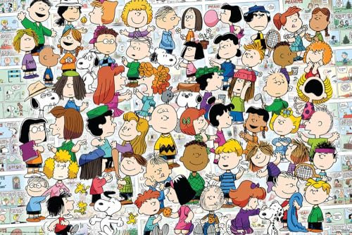 BUY ART FOR LESS Offiziell lizenziertes Peanuts Collage Kunstposter, 91,4 x 61 cm, dekorativer Druck, Posterpapier, fertig zum Rahmen