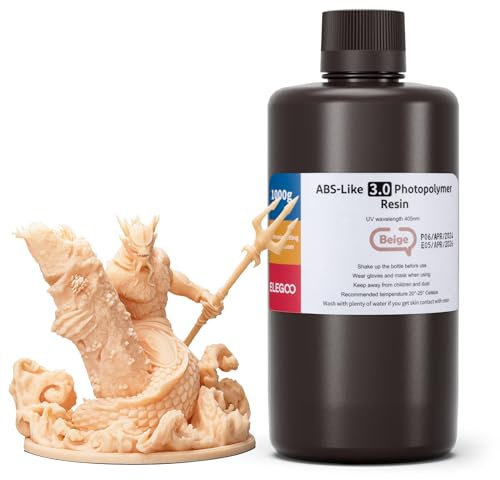 ELEGOO ABS-Like 3.0 3D Drucker Resin Beige 1000g, 405nm UV-Härtendes 3D Printer Harz mit Hoher Zugfestigkeit und Biegefestigkeit für MSLA/LCD/DLP 3D Drucker