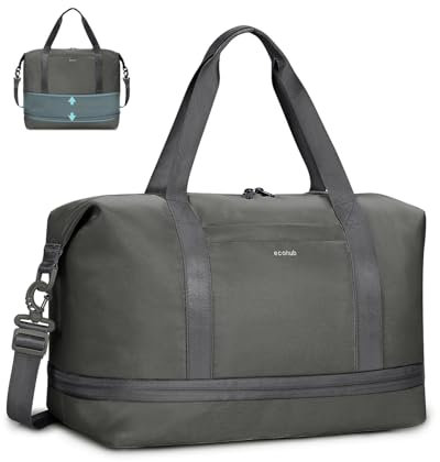 ECOHUB for Ryanair Cabin Bags 40x20x25, Expandable Underseat Hand Luggage Bag, Foldable Carry On Bag with Removable Wet Pocket, Water-Resistant Overnight Hospital Weekend Bag for Women (Green)