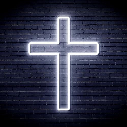 AdvPro Kreuz Jesus Home Decoration Flex Silikon LED Neonschild - Weiß - st16s66-fnu0059-w
