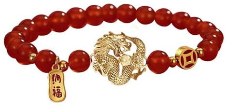 Bracelet à cordon rouge pour le Nouvel An 2024, bracelet réglable à 12 breloques du zodiaque dragon, tigre, serpent, singe, animal chinois, bracelet porte-bonheur Feng Shui, bracelet en corde rouge