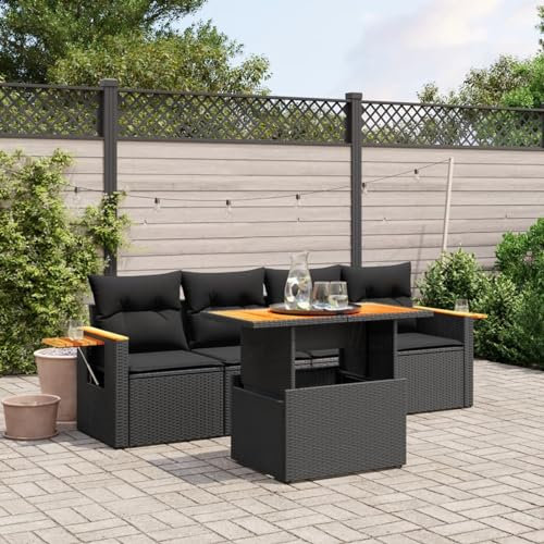 Amorsee Balkon Sofa Verstellbare Tischplatte Gartensofa Gartenbank Rattan Sofa 4 Sitzer Lounge Sofa Outdoor Balkonsofa Sitzlounge Balkon Lounge Klein Couch Balkonmöbel Gartenlounge Rattansofa