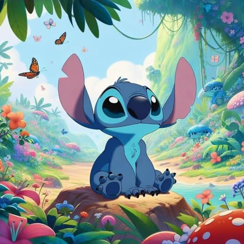 5D Stitch Diamond Painting Schmetterling,Cartoon Anime diamond painting,Vollbohrer DIY Blumen Diamant Painting,Mosaik Kunst Kit, Ideal für Anfänger und Profis,Perfekt als Wanddekoration,30 x 30 cm