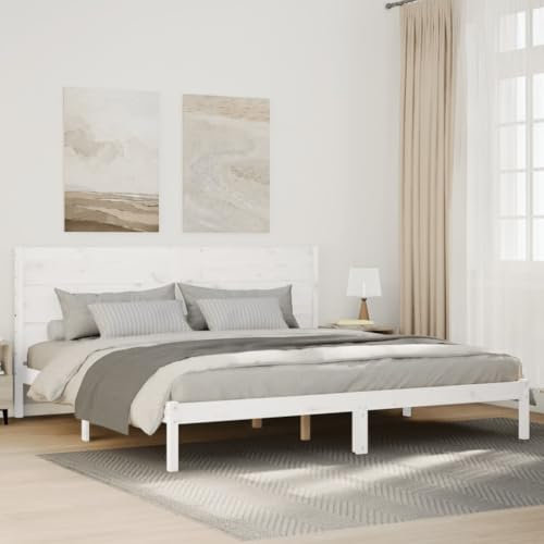 Xichuzi Massivholzbett Extra Lang ohne Matratze Weiß 140x220 cm, Bett, Bettgestell, Jugendbett, Schlafzimmer Bett, Bed Frame - 3309286